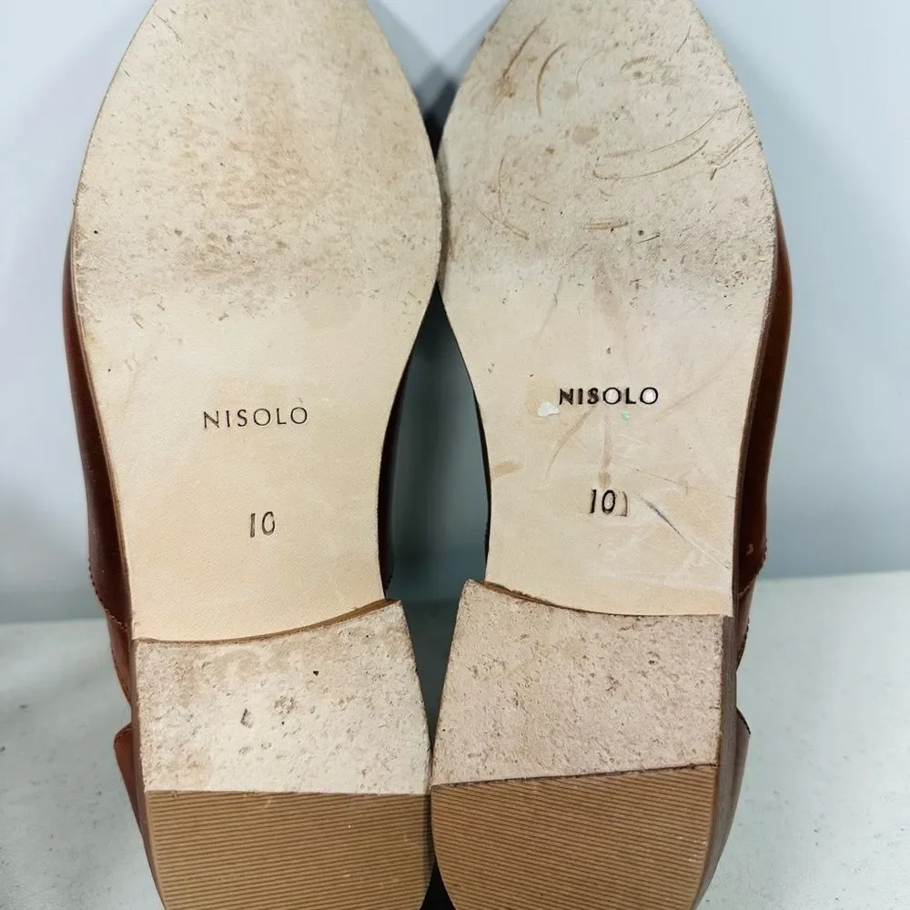 Nisolo Emma D'Orsay Oxford Brown Leather Slip On Shoes Flats size 10